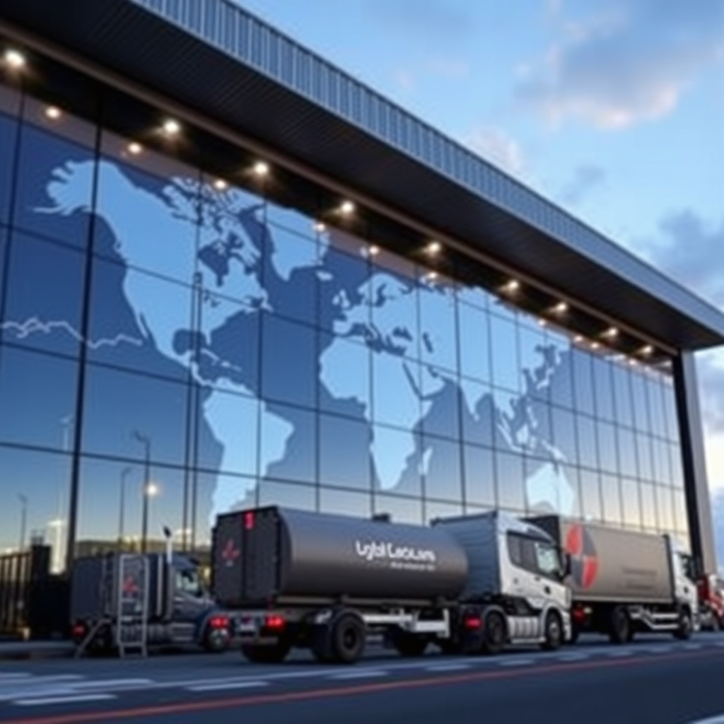 Modern logistics facility with global distribution